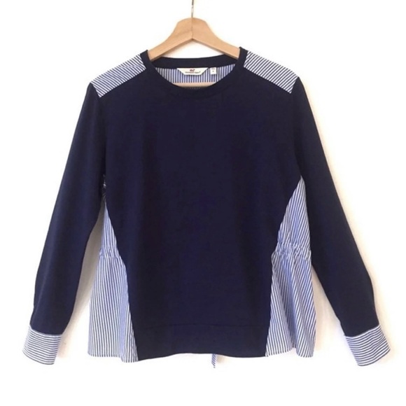 NEW Vineyard Vines Blue Mixed Media Top Sweater - Picture 5 of 13